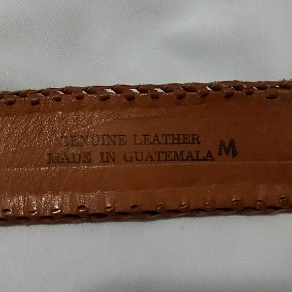 VTG Handcrafted Aztec Textile Leather Belt - Picture 5 of 6